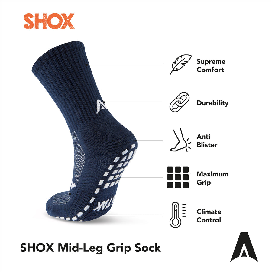 ATAK SHOX Mid-Leg Grip Socks Navy